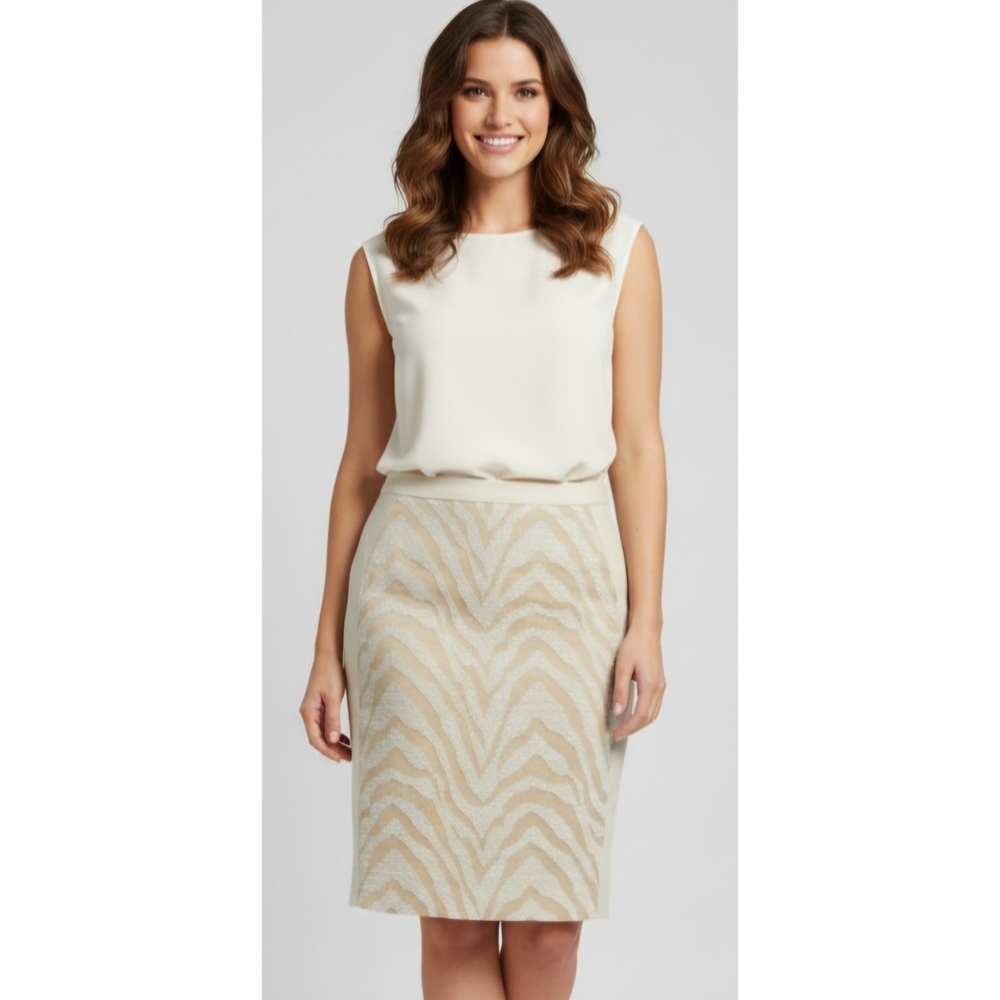 The Limited Gold and Tan Zebra Stripe Pencil Skirt
